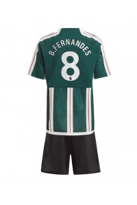 Fotbalové Dres Manchester United Bruno Fernandes #8 Dětské Venkovní Oblečení 2023-24 Krátký Rukáv (+ trenýrky)